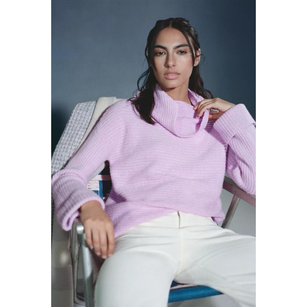 Anthropologie Pilcro Cowl Neck Chunky Knit Sweater in Pink